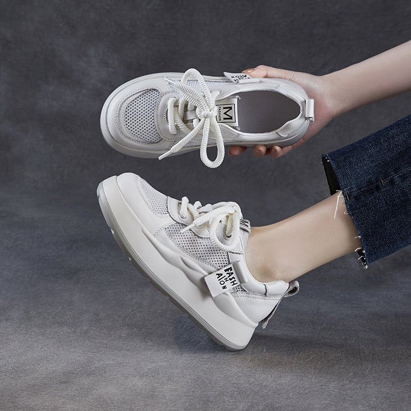 Women Fashon Plain Breathable Mesh Casual Sneakers-RAIIFY