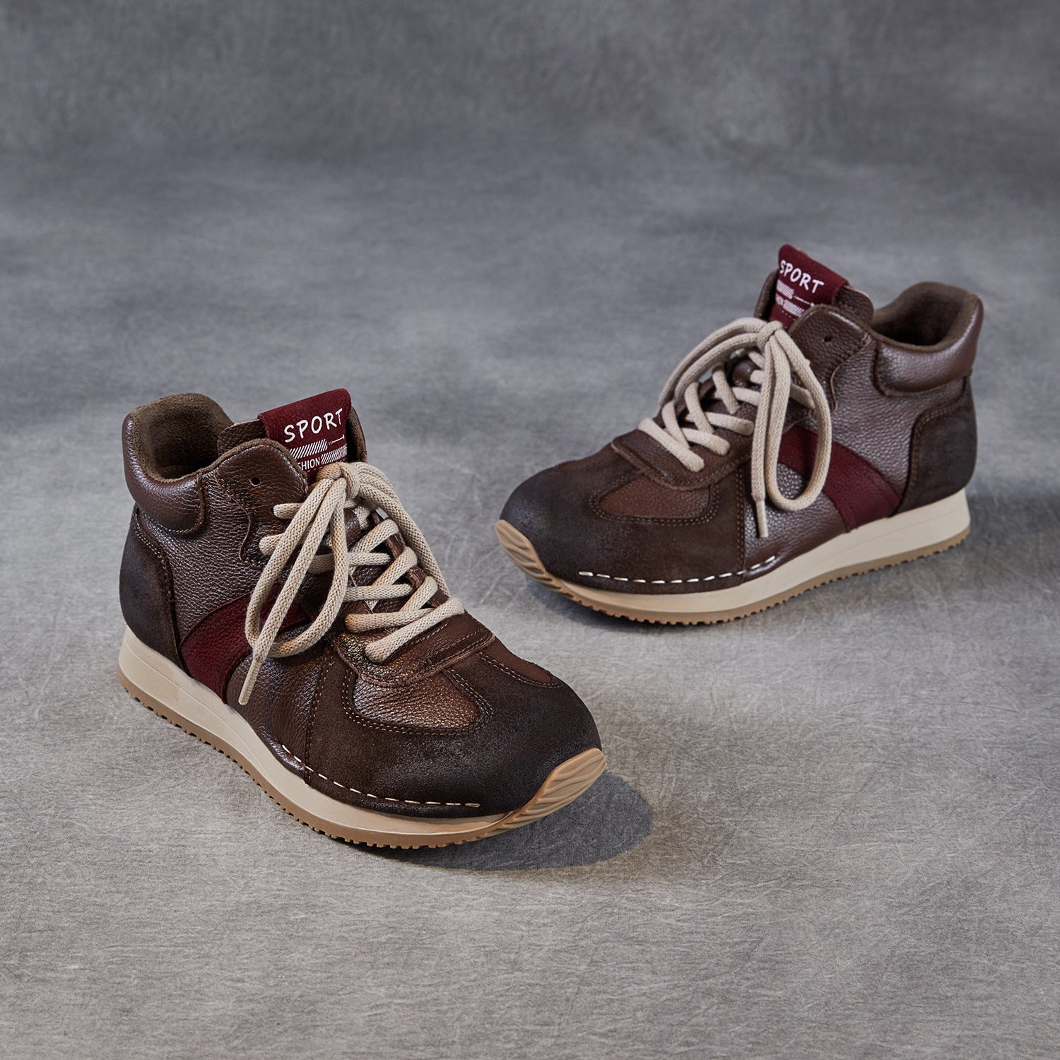 Women's Retro Quilted Leather High Top Casual Sneakers-RAIIFY