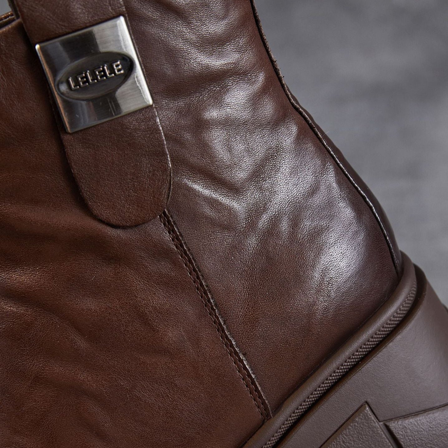 Women's Retro Leather Furred Chunky Heel Boots-RAIIFY