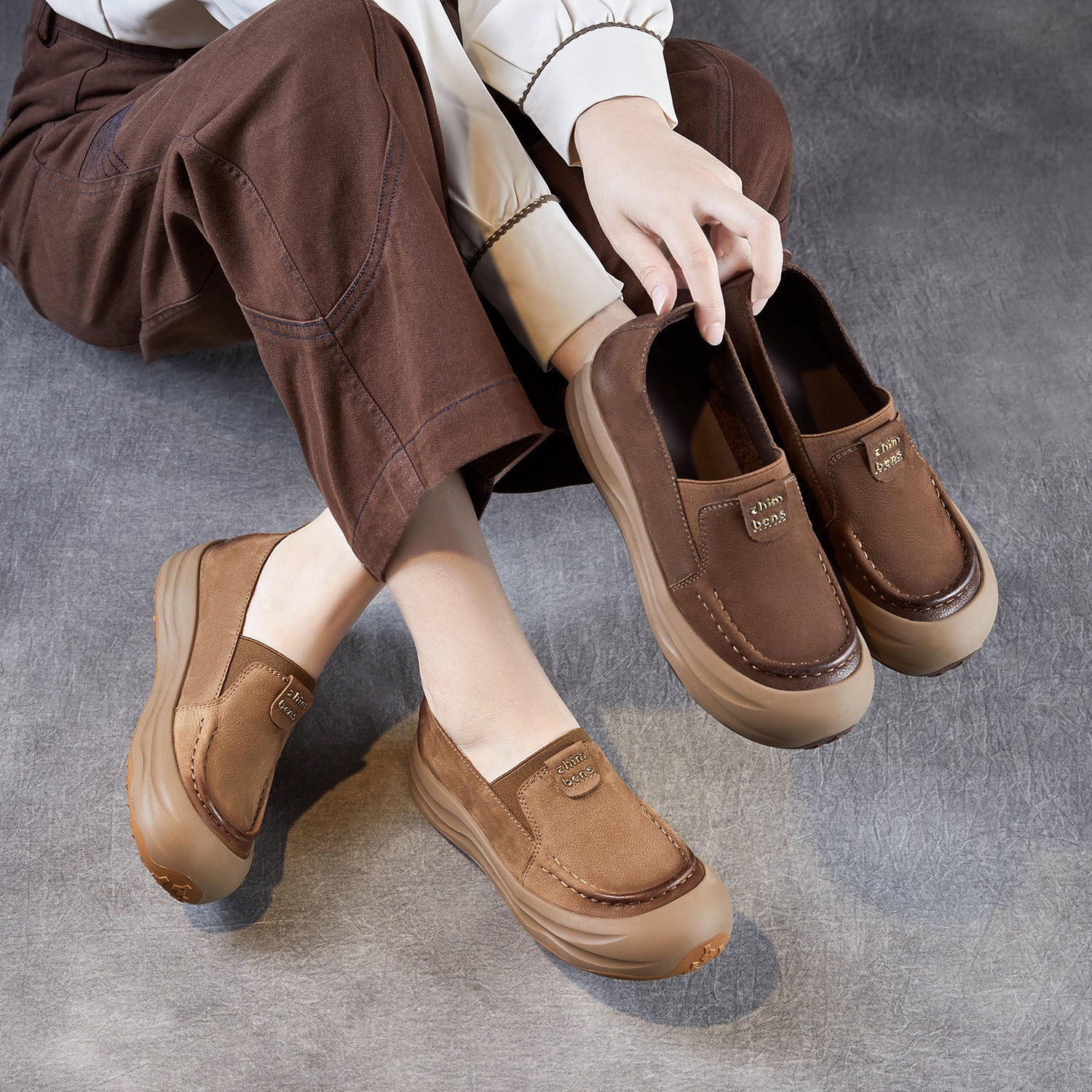 Women's Retro Suede Leather Slip-on Loafers-RAIIFY