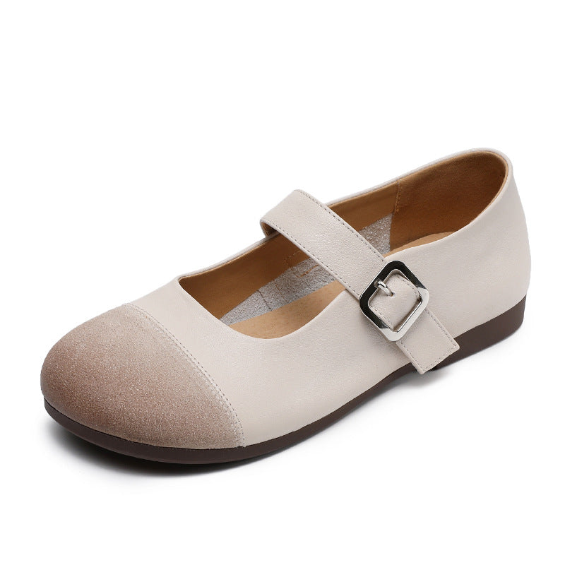 Women Soft Leather Low Top Flat Casual Shoes-RAIIFY