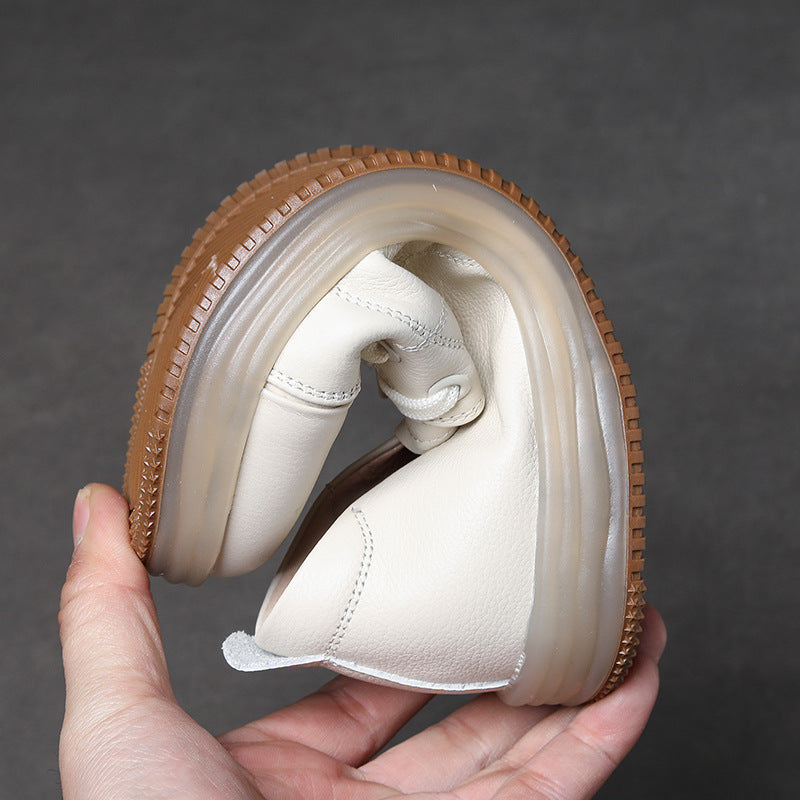 Women Minimalism Leather Soft Flats Shoes-RAIIFY