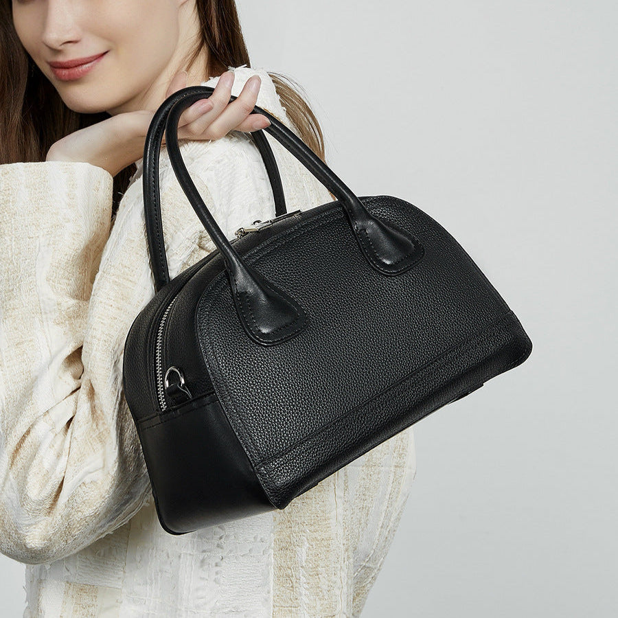 Women's Plain Leather Simple Casual Cross Body Handbag-RAIIFY