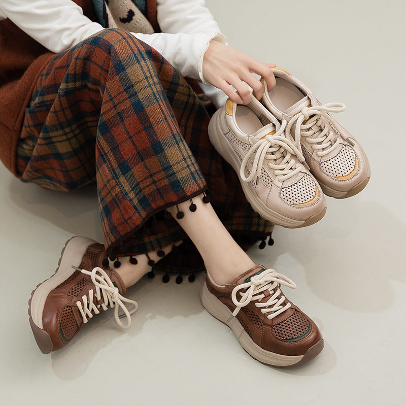 Women's Comfort Leather Hollow Breathable Casual Shoes-RAIIFY