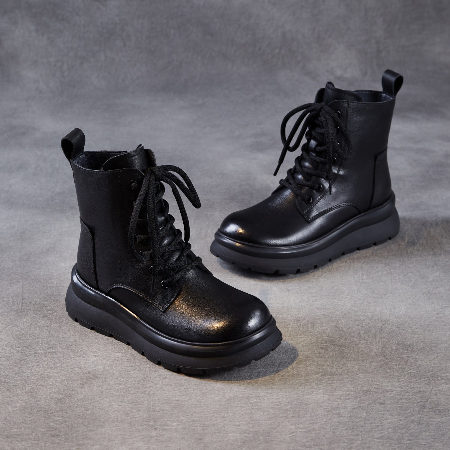 Women's Plain Leather Furred Ankle Snow Boots-RAIIFY