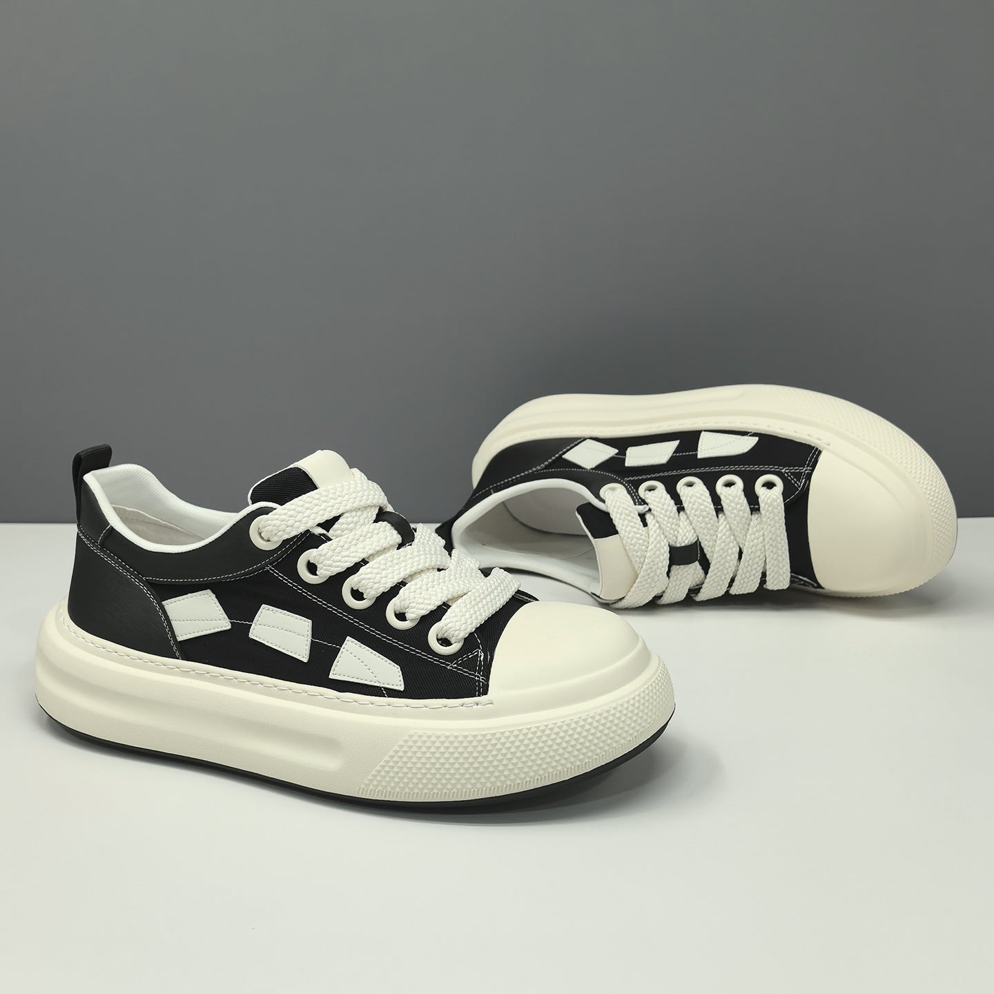 Men Breathable Color Block Thick Sole Platform Leisure Shoes-RAIIFY