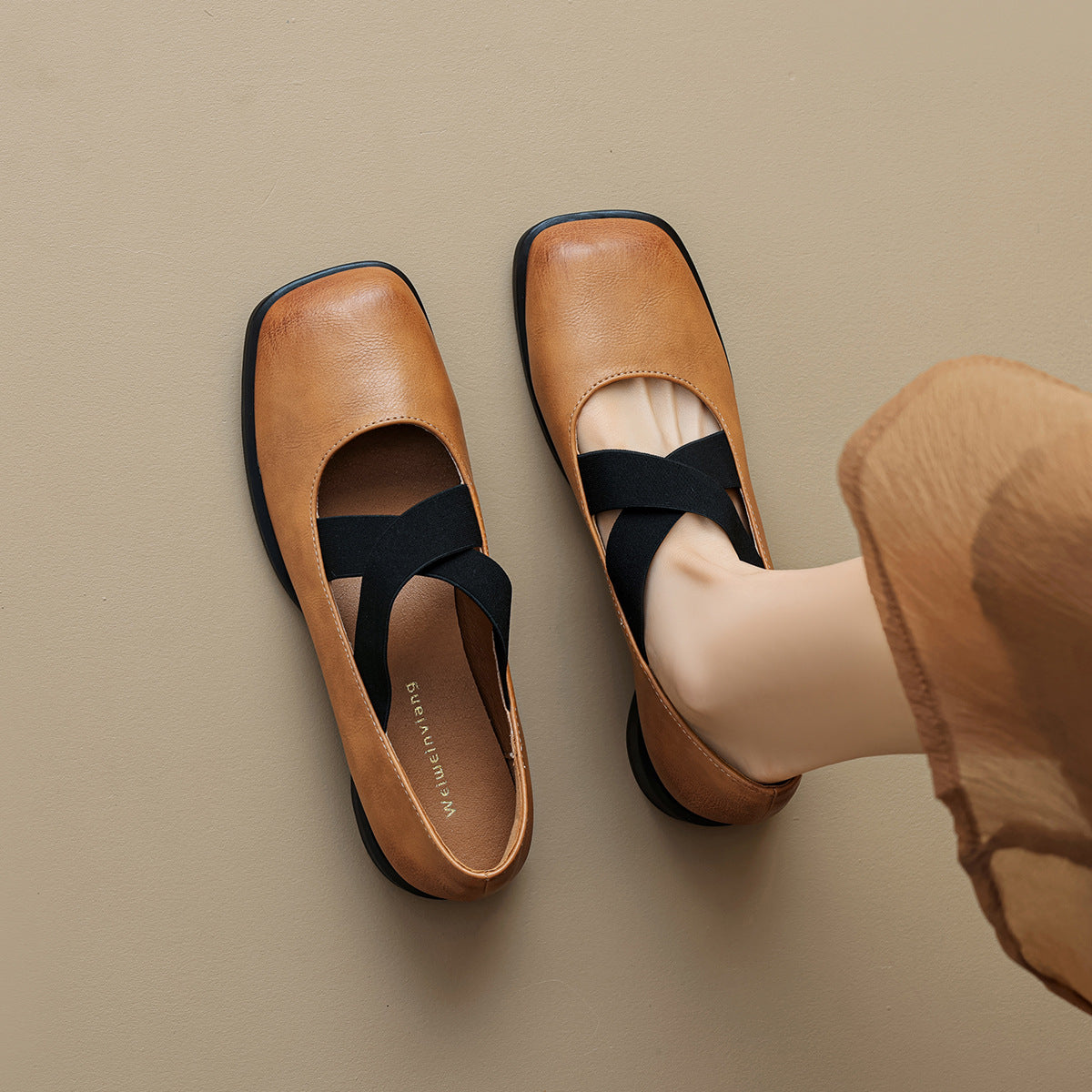 Women Retro Cross Strap Leather Casual Shoes-RAIIFY