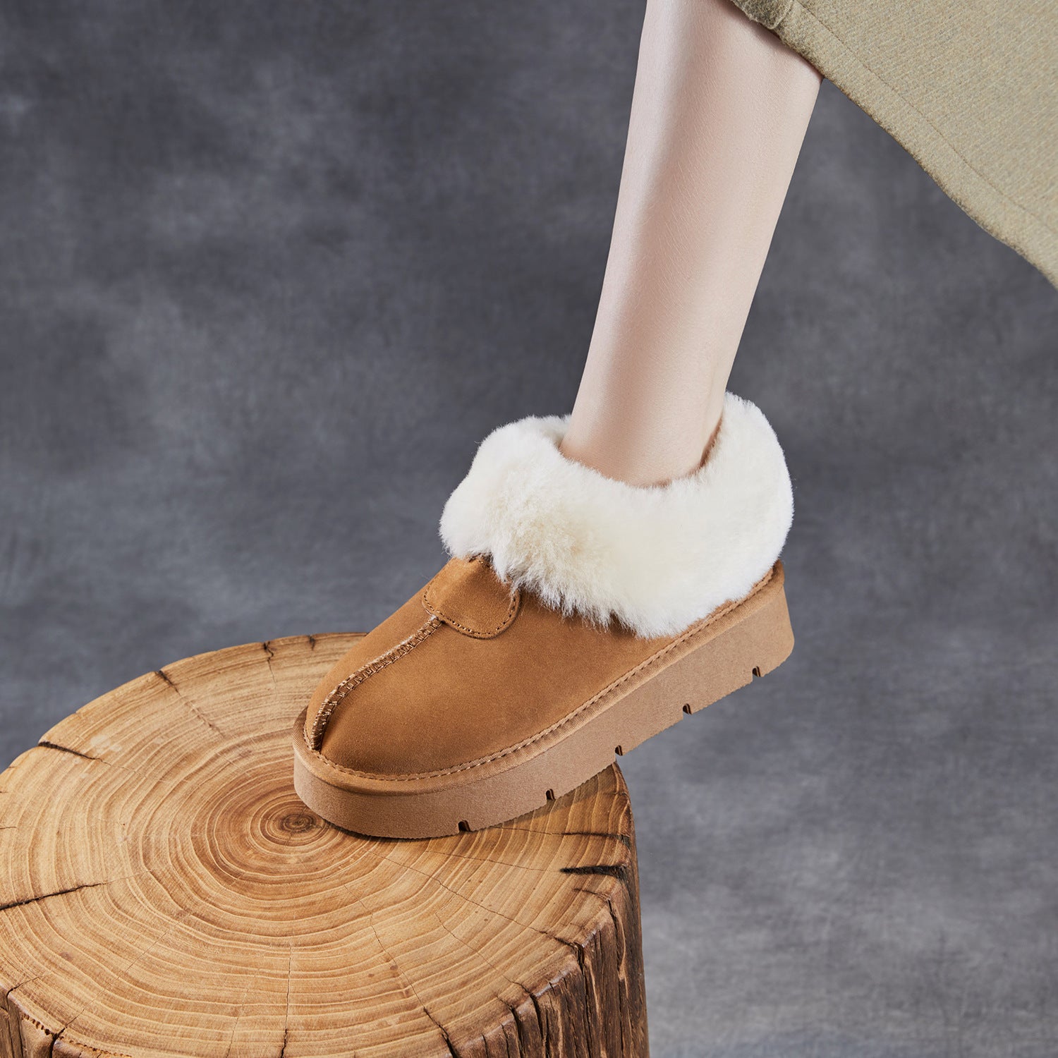 Women's Retro Winter Furred Slip-on Casual Shoes-RAIIFY