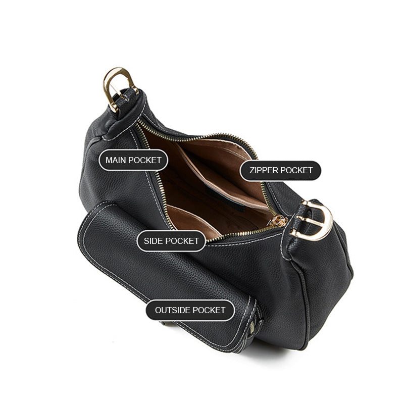 Women's Fashion Plain Leather Shoulder Tote Bag-RAIIFY