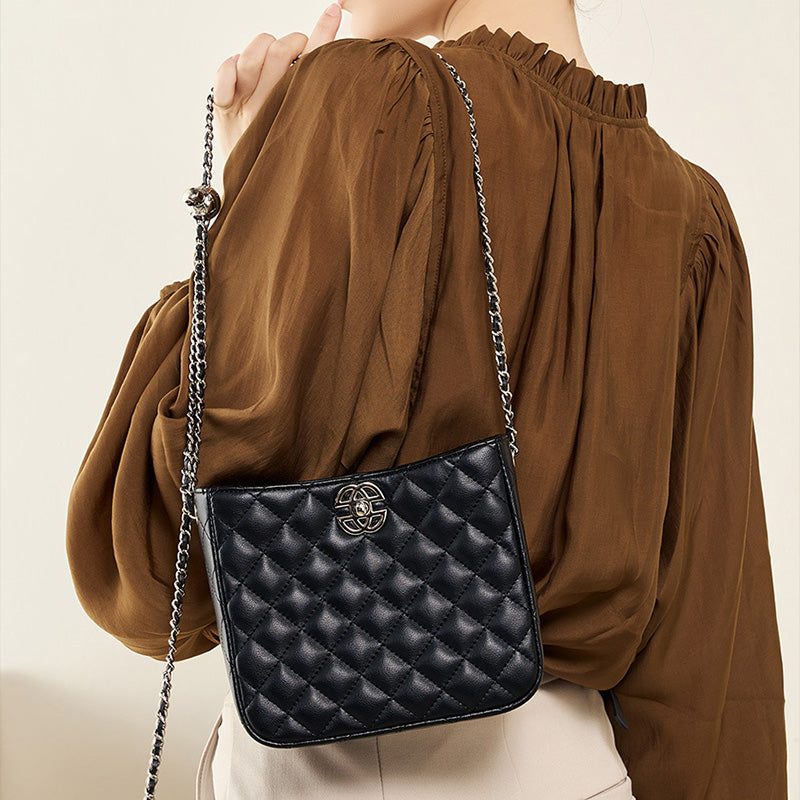 Women Fashion Cowhide Leather Chain Cross Body Bag-RAIIFY