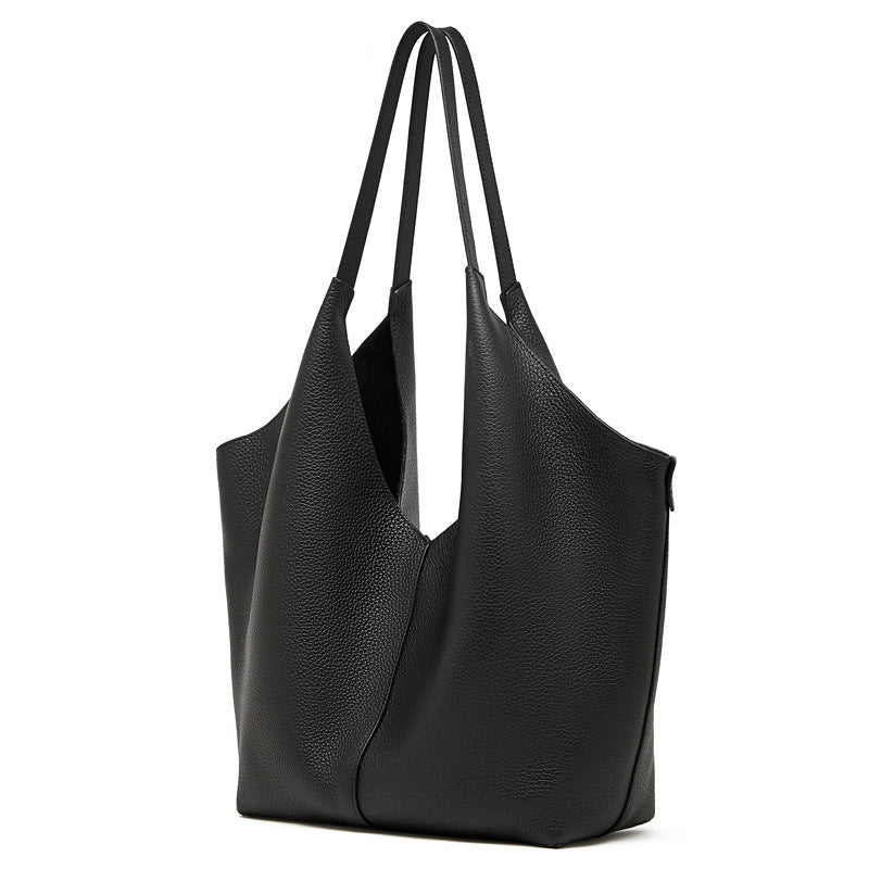 Women's Leather Large Capacity Shoulder Tote Bag-RAIIFY