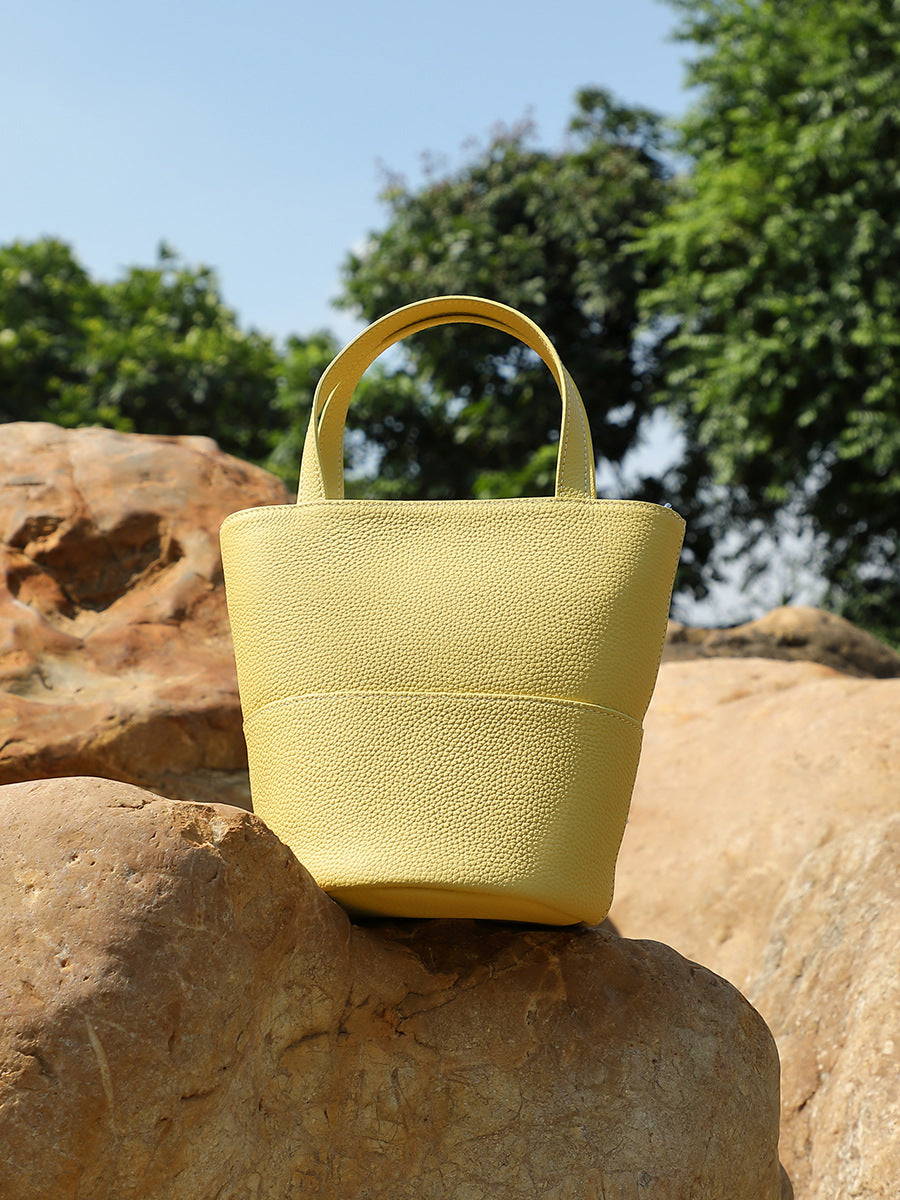 Women's Minimalist Fashion Leather Bucket Bag-RAIIFY