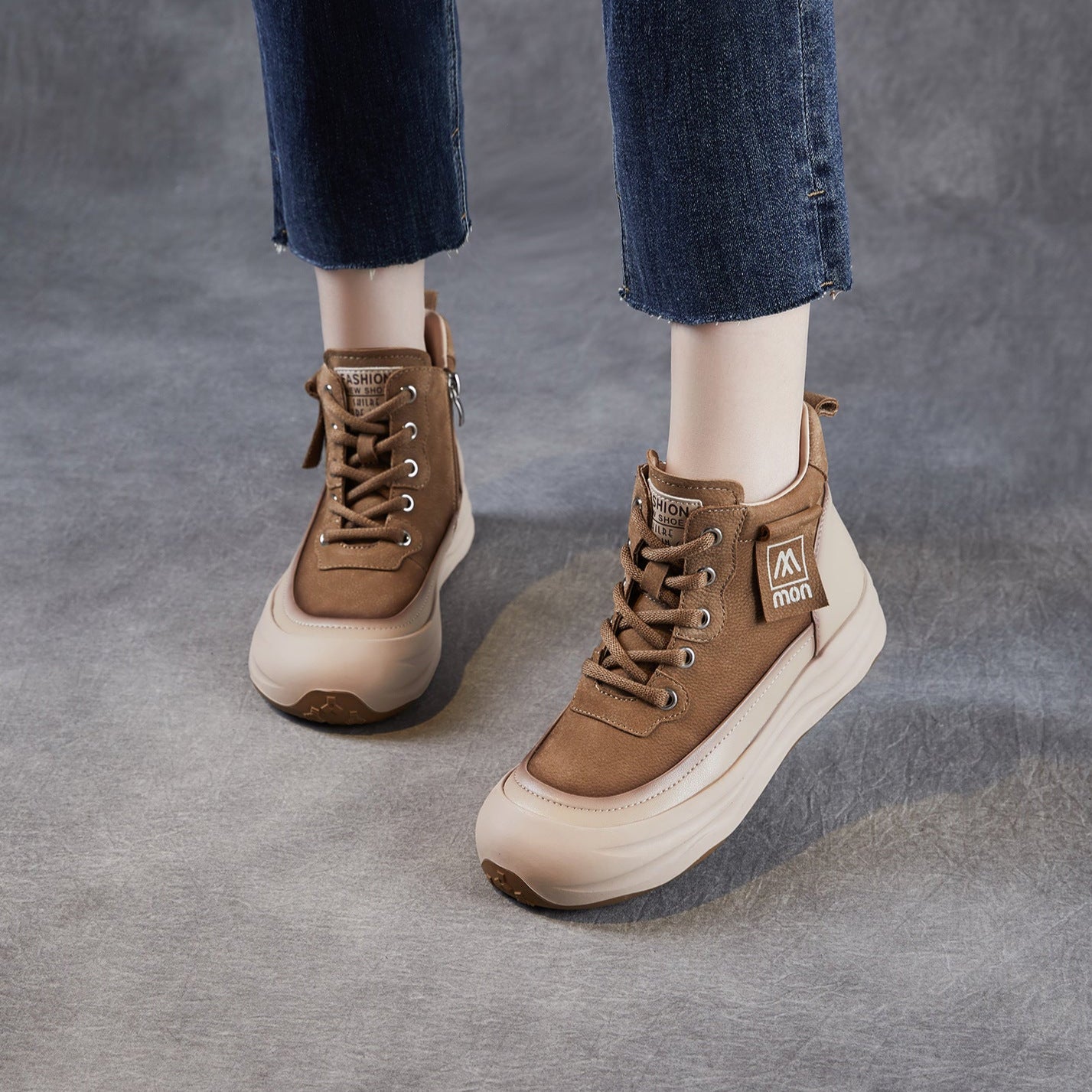 Women's Retro Leather Platform Martin Ankle Boots-RAIIFY