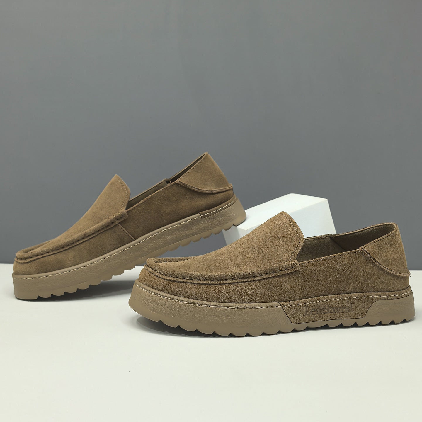 Men's Retro Plain Suede Slip-on Casual Loafers-RAIIFY