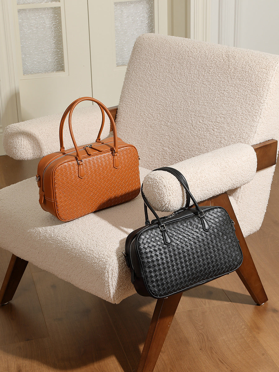 Women's Fashion Plain Woven Leather Purse-RAIIFY