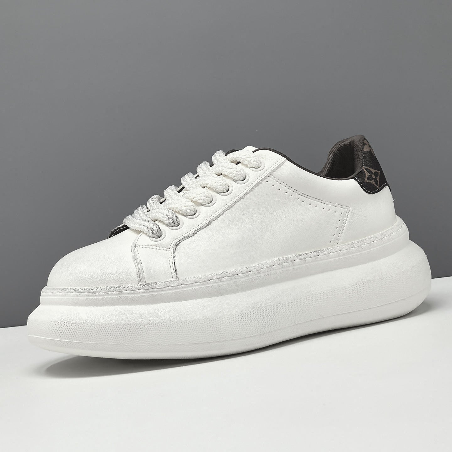 Men's Minimalist Quilted Leather Thick Soled Casual Sneakers-RAIIFY