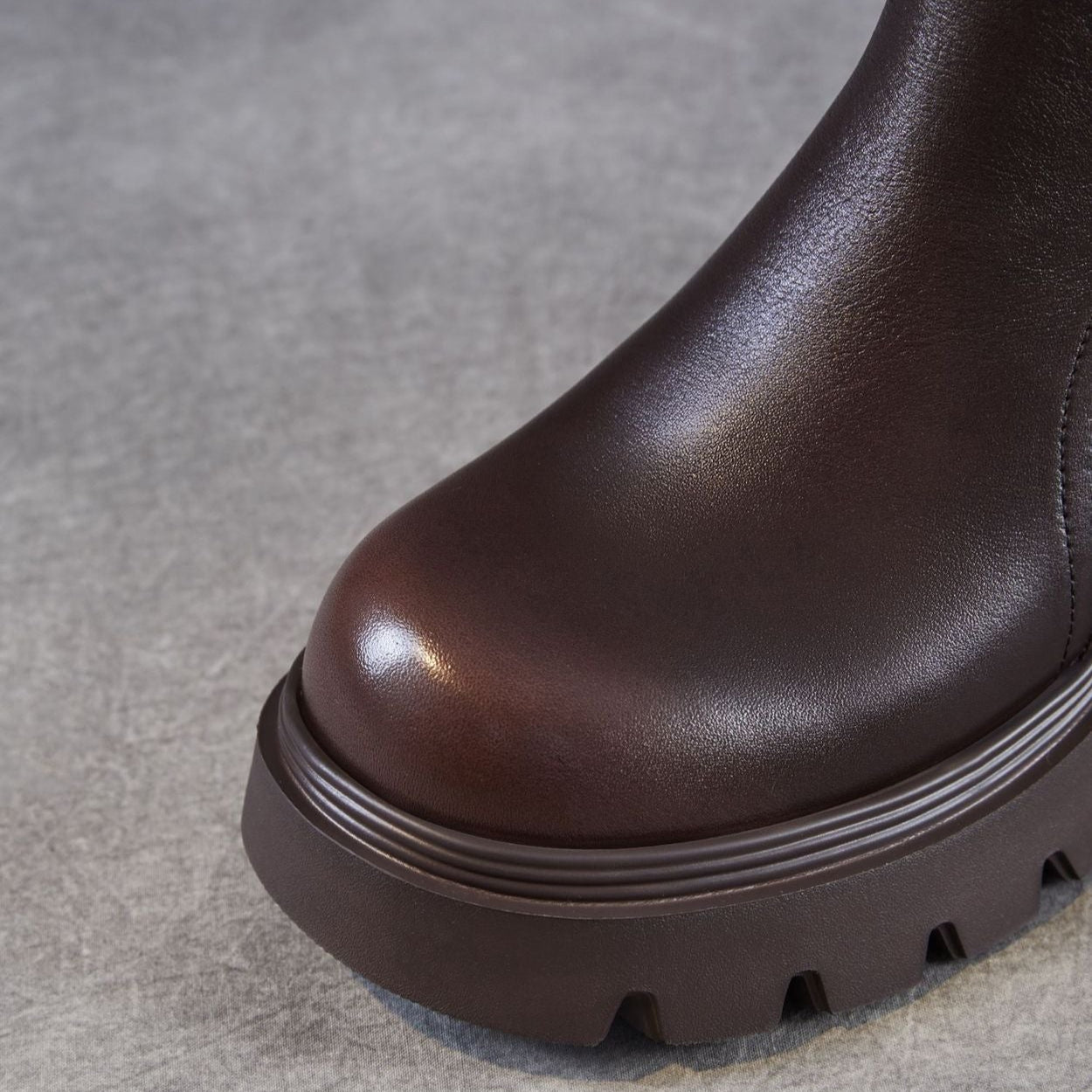 Women's Classic Plain Leather Buckle Platform Ankle Boots-RAIIFY