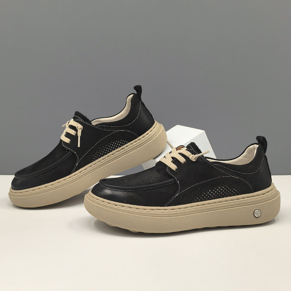 Men Minimalism Plain Breathable Leather Casual Shoes-RAIIFY