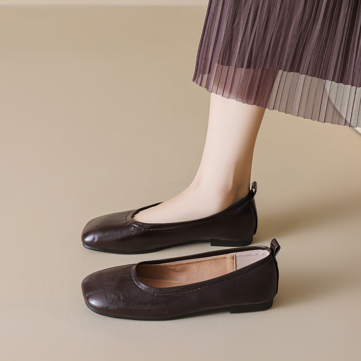 Women's Square Toe Slip-On Casual Soft Flats-RAIIFY