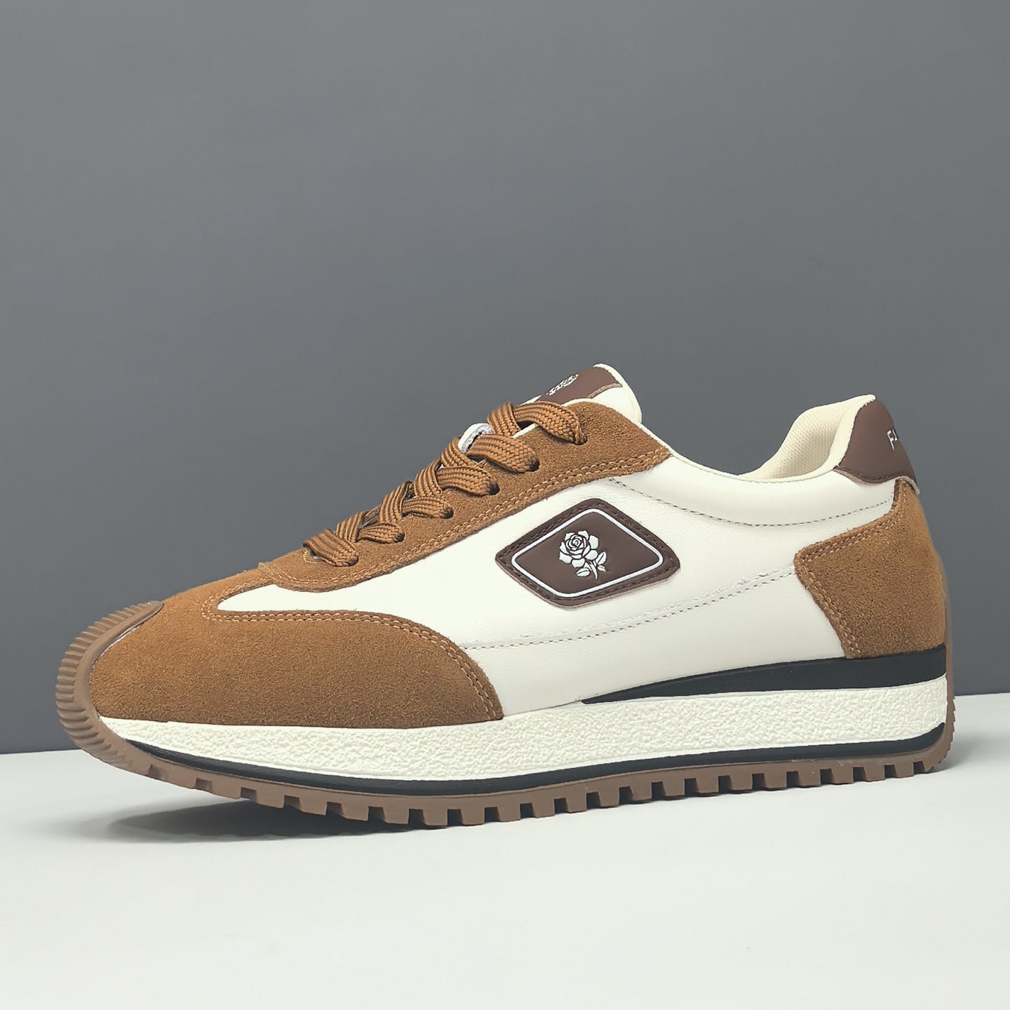 Men's Leather Color Block Casual Board Shoes Sneakers-RAIIFY