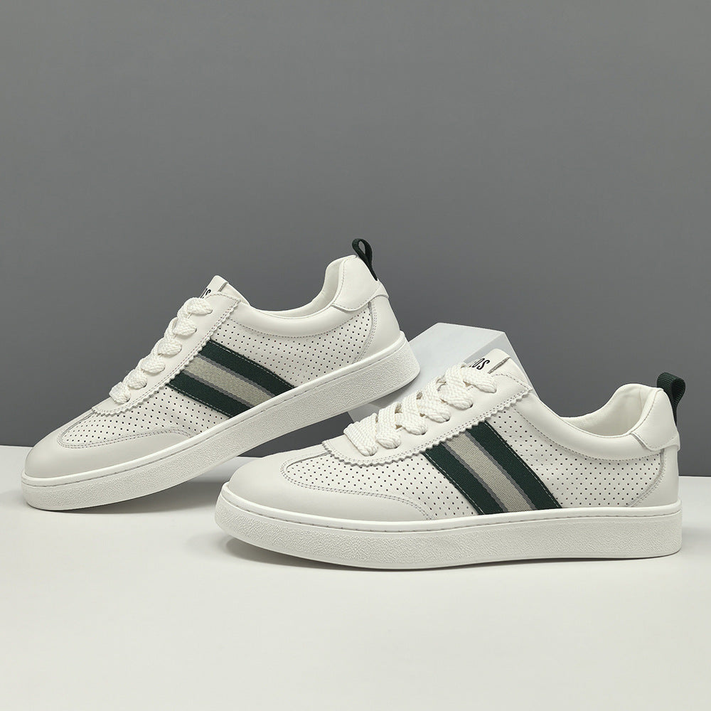 Men Fashion Hollow Breathable Leather Flat Casual Shoes-RAIIFY