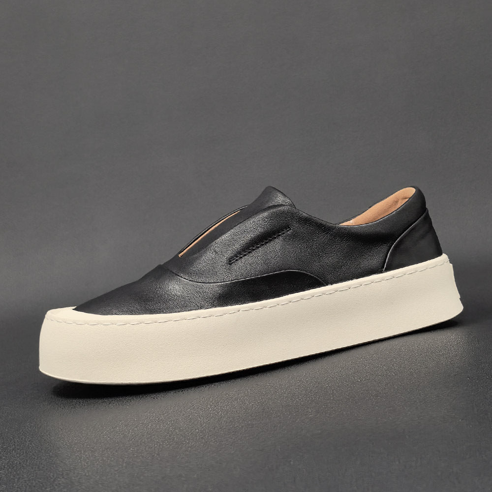 Men Minimalist Pure Leather Flat Casual Loafers-RAIIFY