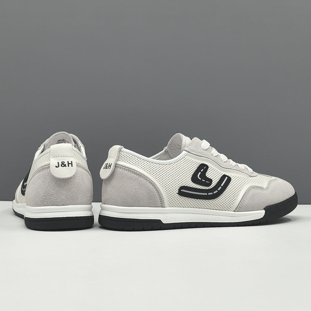 Men Fashion Patchwork Breathable Leather Flat Casual Shoes-RAIIFY