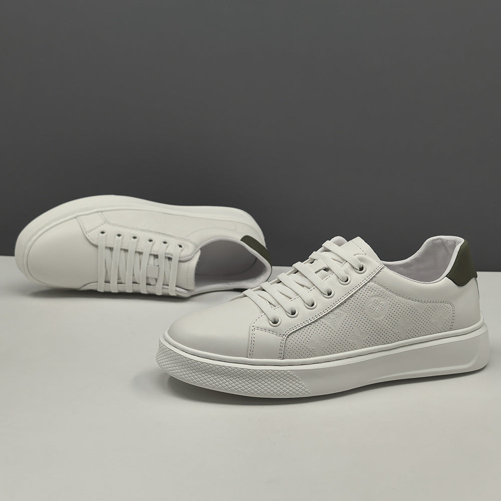 Men Fashion Breathable Leather Elastic Lace Flat Casual Shoes-RAIIFY