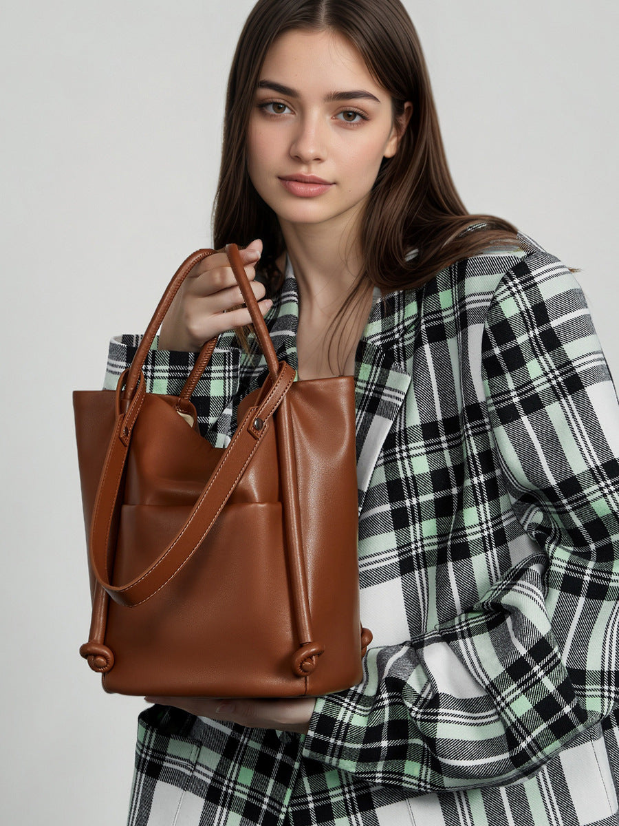 Women’s Vintage Genuine Leather Casual Bucket Bag-RAIIFY