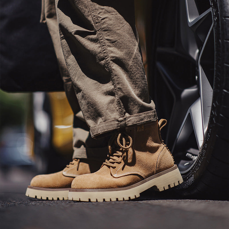 Men's Classic Plain Leather Work Ankle Boots-RAIIFY