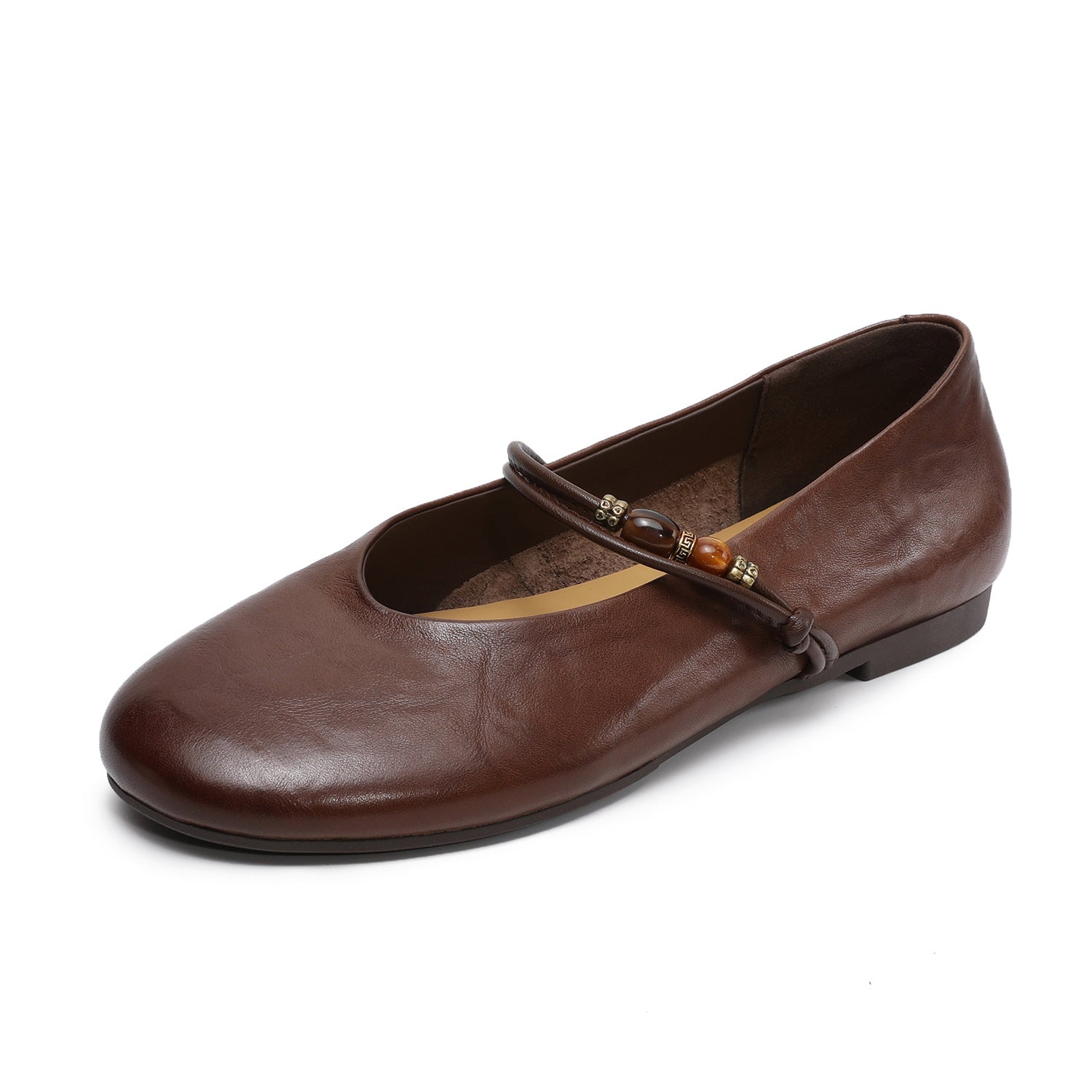 Women Vintage Genuine Leather Mary Jane Soft Flat Shoes-RAIIFY