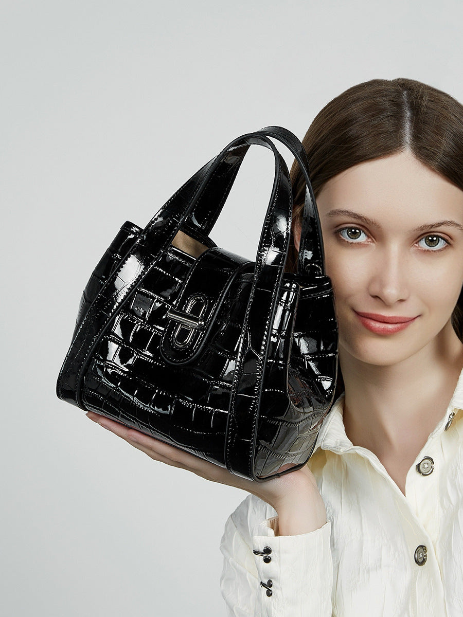 Women's Plain Croc Embossed Leather Cross Body Handbag-RAIIFY