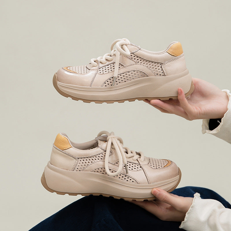 Women's Comfort Leather Hollow Breathable Casual Shoes-RAIIFY