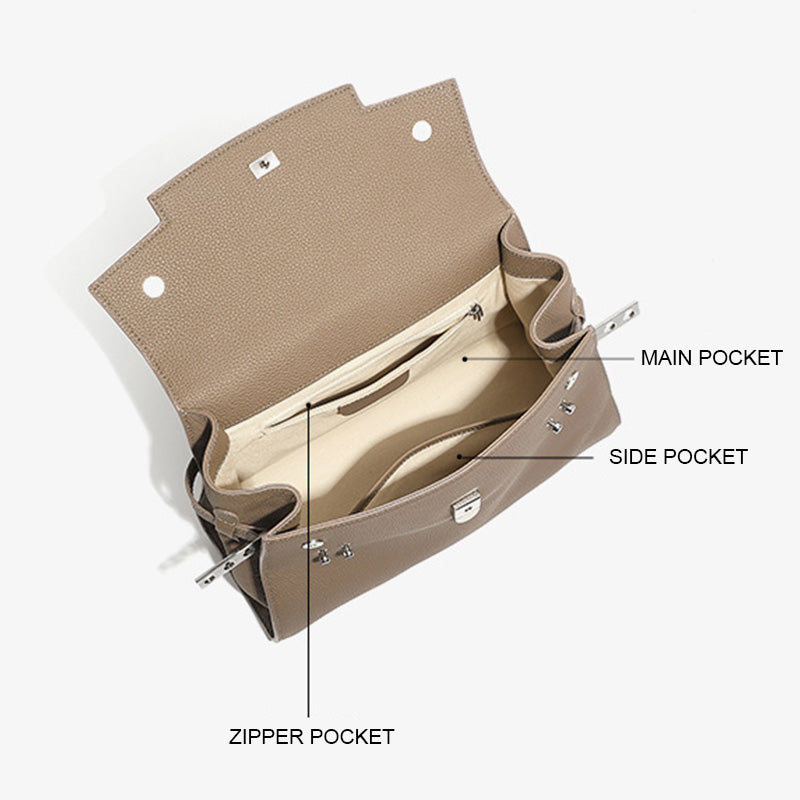 Women's Minimalist Fashion Plain Leather Satchel Bag-RAIIFY