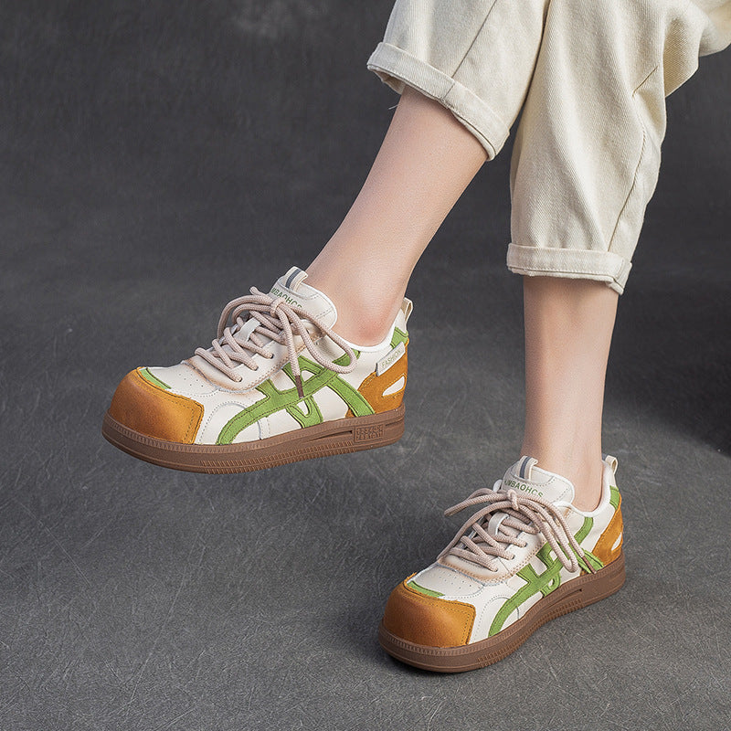 Women's Retro Quilted Leather Flat Casual Shoes-RAIIFY