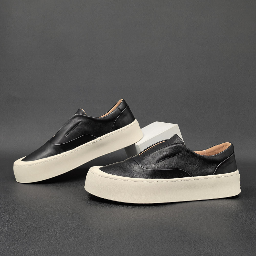 Men Minimalist Pure Leather Flat Casual Loafers-RAIIFY