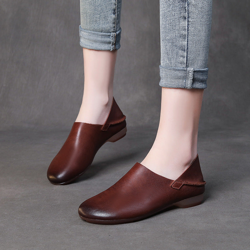 Women Retro Leather Handmade Soft Casual Shoes-RAIIFY