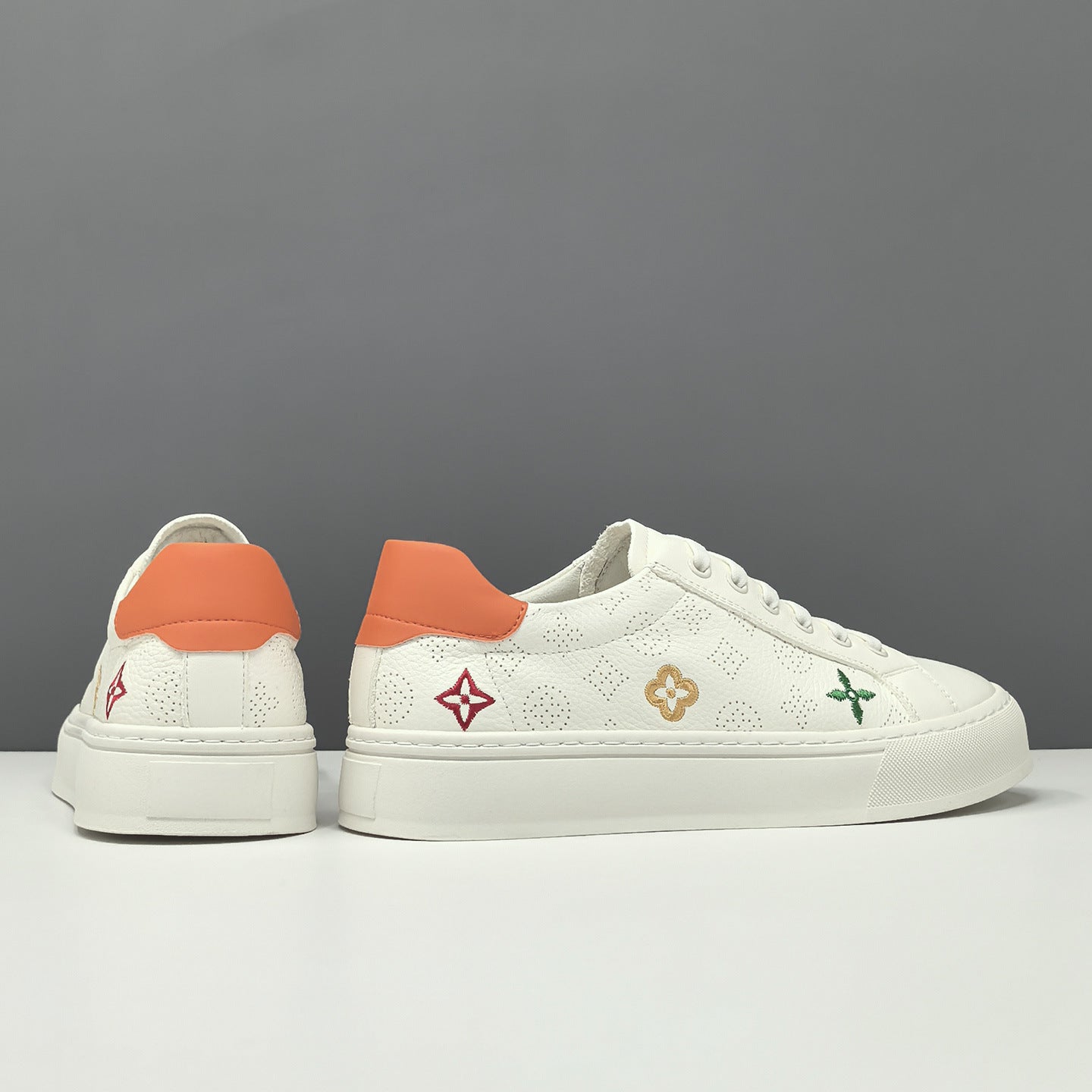 Men's Fashion Embroidery Leather Flat Casual Shoes-RAIIFY