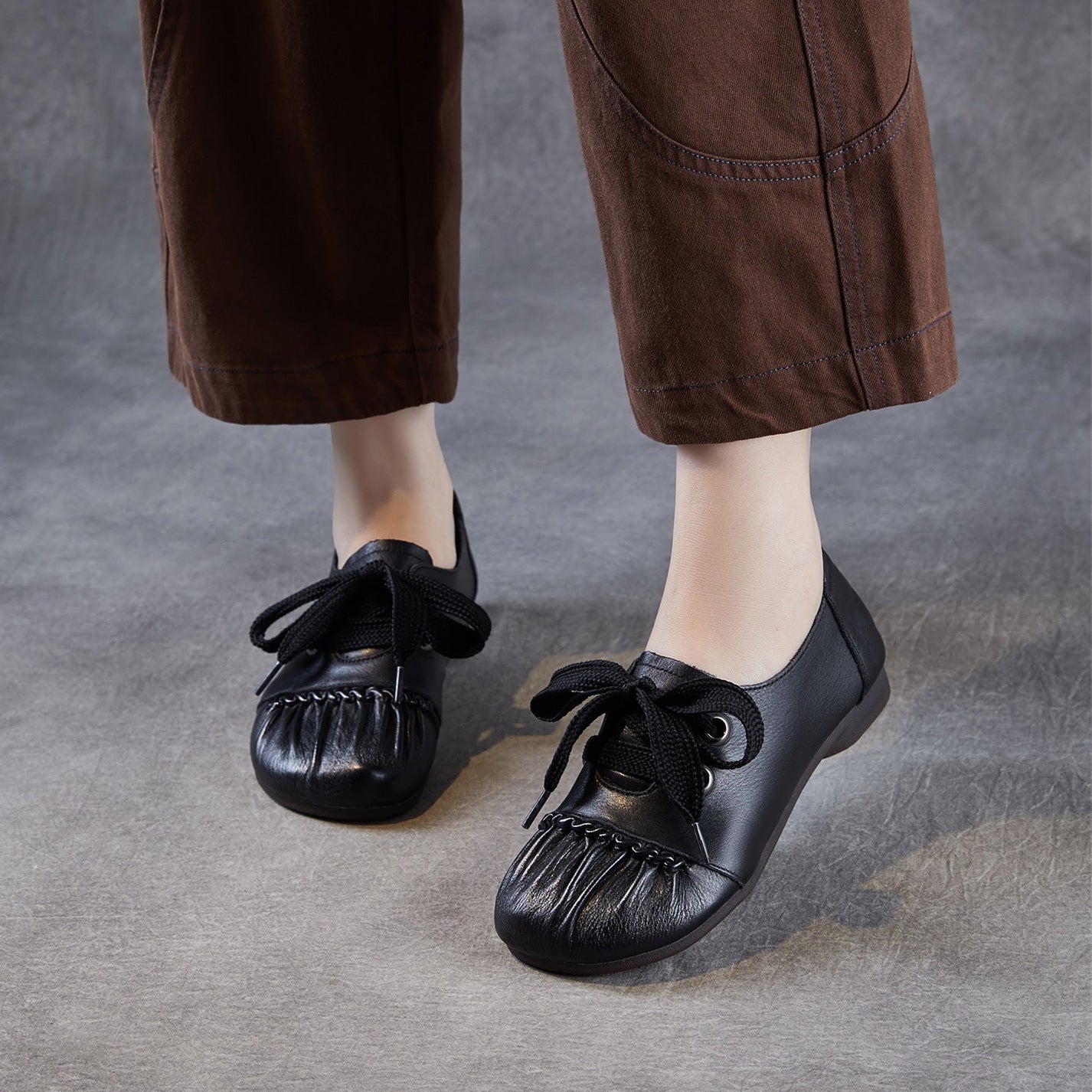 Women's Handmade Vintage Leather Lace-up Casual Shoes-RAIIFY