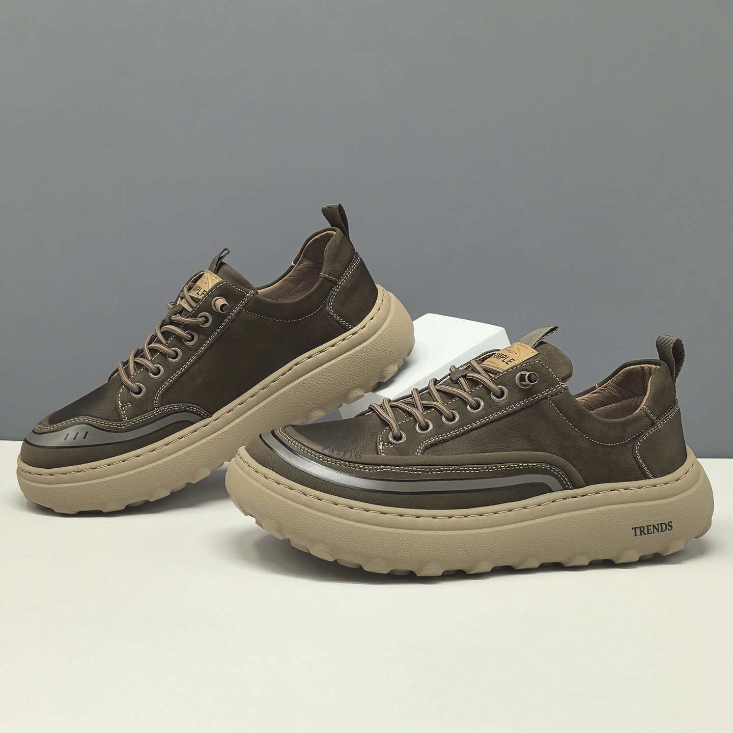 Men's Minimalist Plain Leather Flat Casual Shoes-RAIIFY