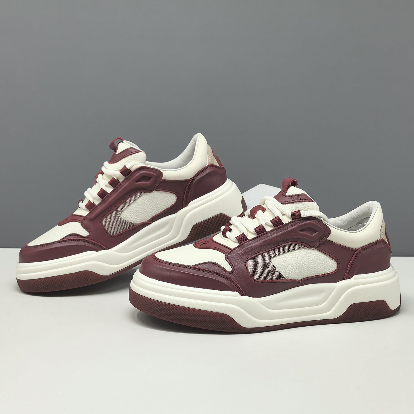 Men's Fashion Color Blocked Leather Casual Sneakers-RAIIFY