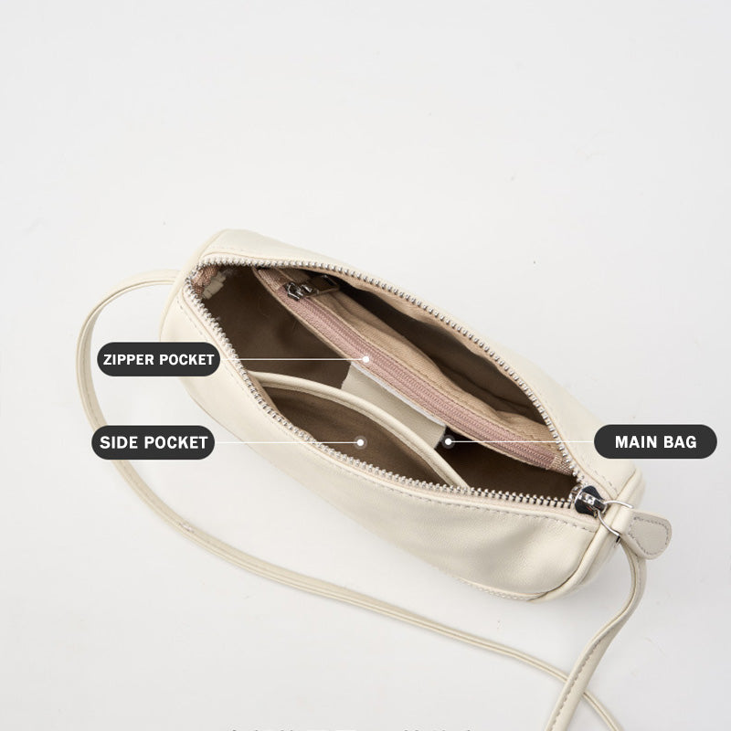 Women Minimalism Fashion Plain Leather Cross Body Bag-RAIIFY