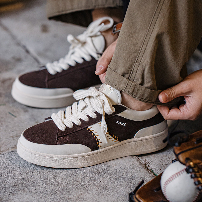 Men's Fashion Patchwork Suede Flat Casual Sneakers-RAIIFY