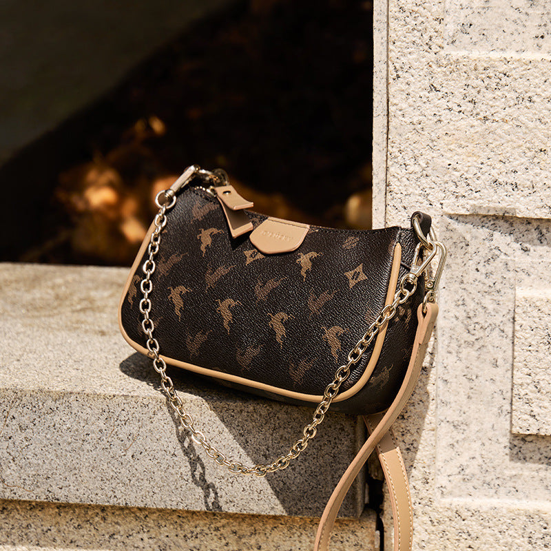 Women's Vintage Monogram Crossbody Bag-RAIIFY