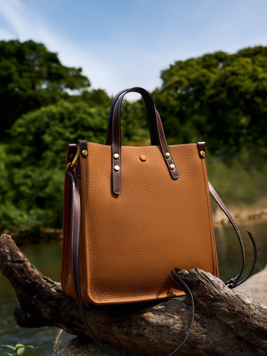 Women's Fashion Leather Vertical Tote Bag-RAIIFY