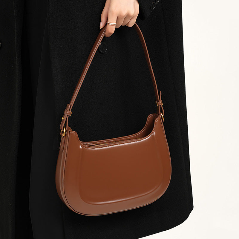 Women Retro Minimalist Leather Shoulder Bag-RAIIFY
