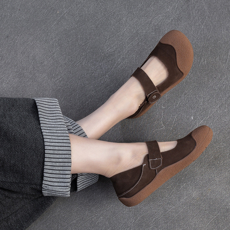 Women Minimalism Leather Soft Flat Casual Shoes-RAIIFY
