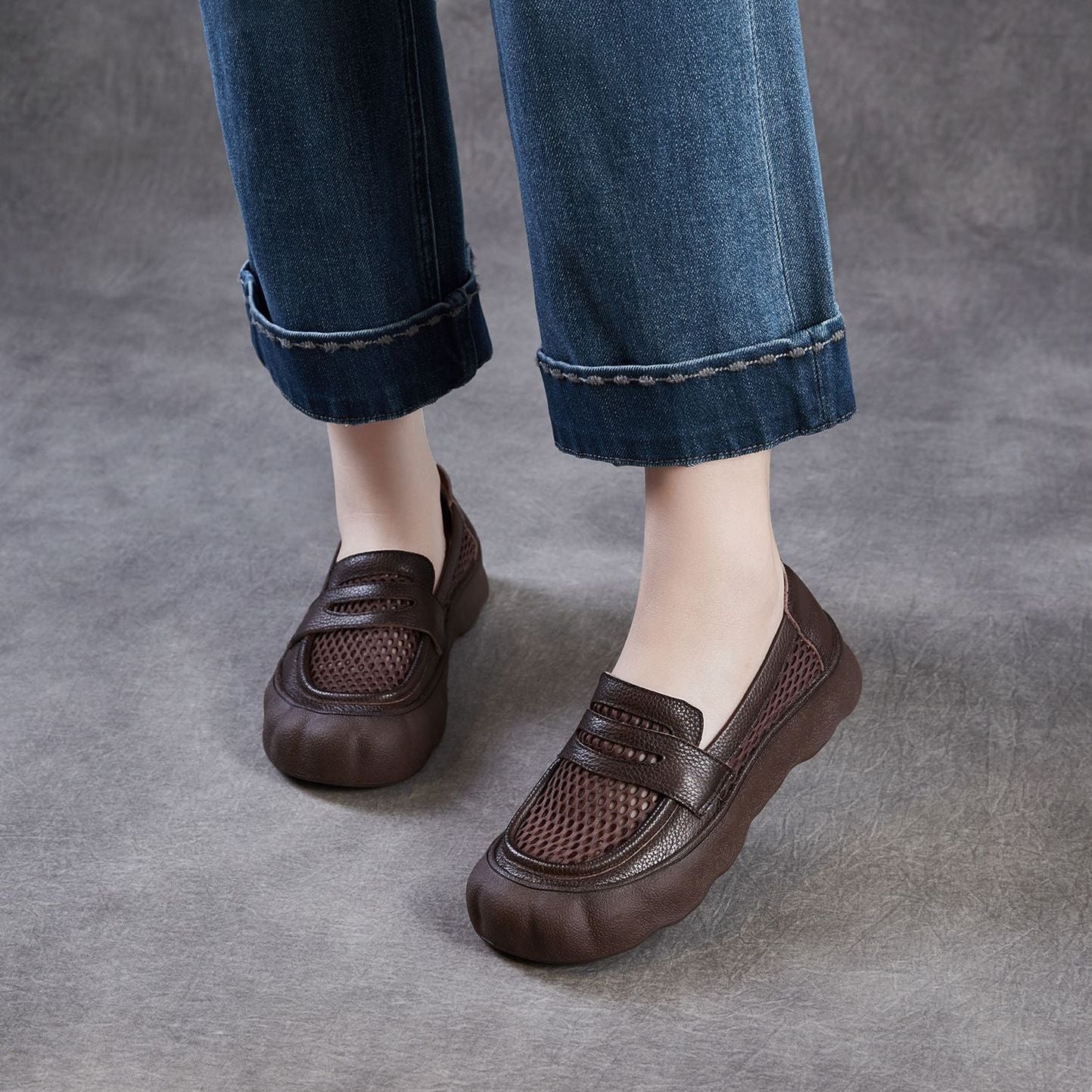 Women's Retro Breathable Hollow Mesh Flat Loafers