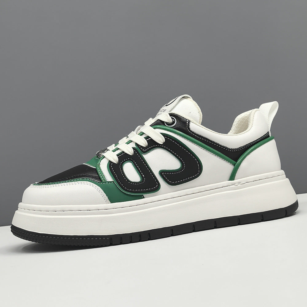 Men Fashion Patchwork Leather Flat Casual Sneakers-RAIIFY