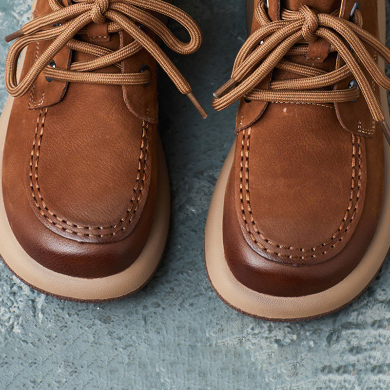 Women Retro Leather Handmade Casual Ankle Boots-RAIIFY